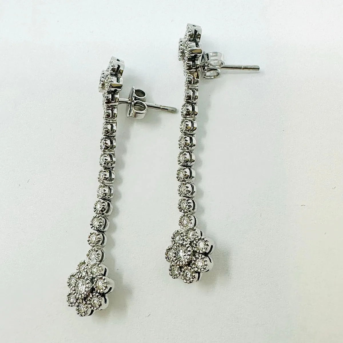 Damaso Martinez 18K White Gold Diamond Drop Earrings