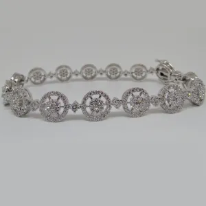 Diamond Flower Tennis Bracelet 14K