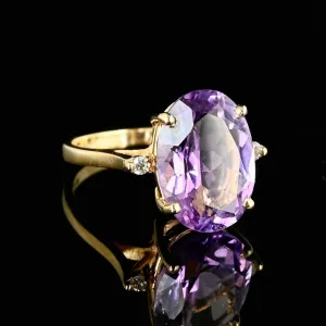 Diamond Light Purple Amethyst Ring in 14K Gold