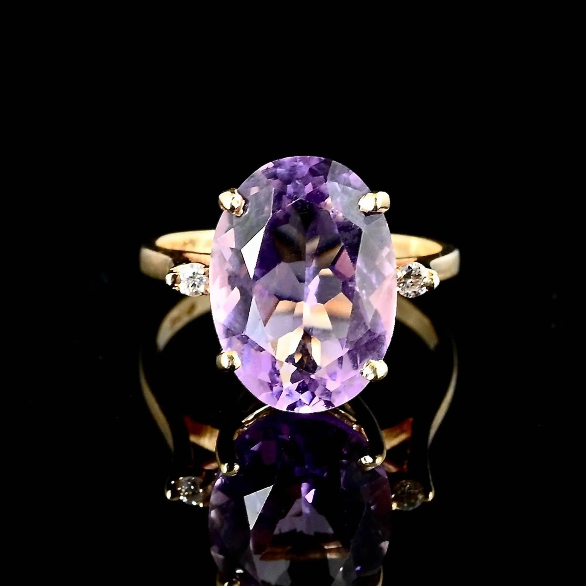 Diamond Light Purple Amethyst Ring in 14K Gold