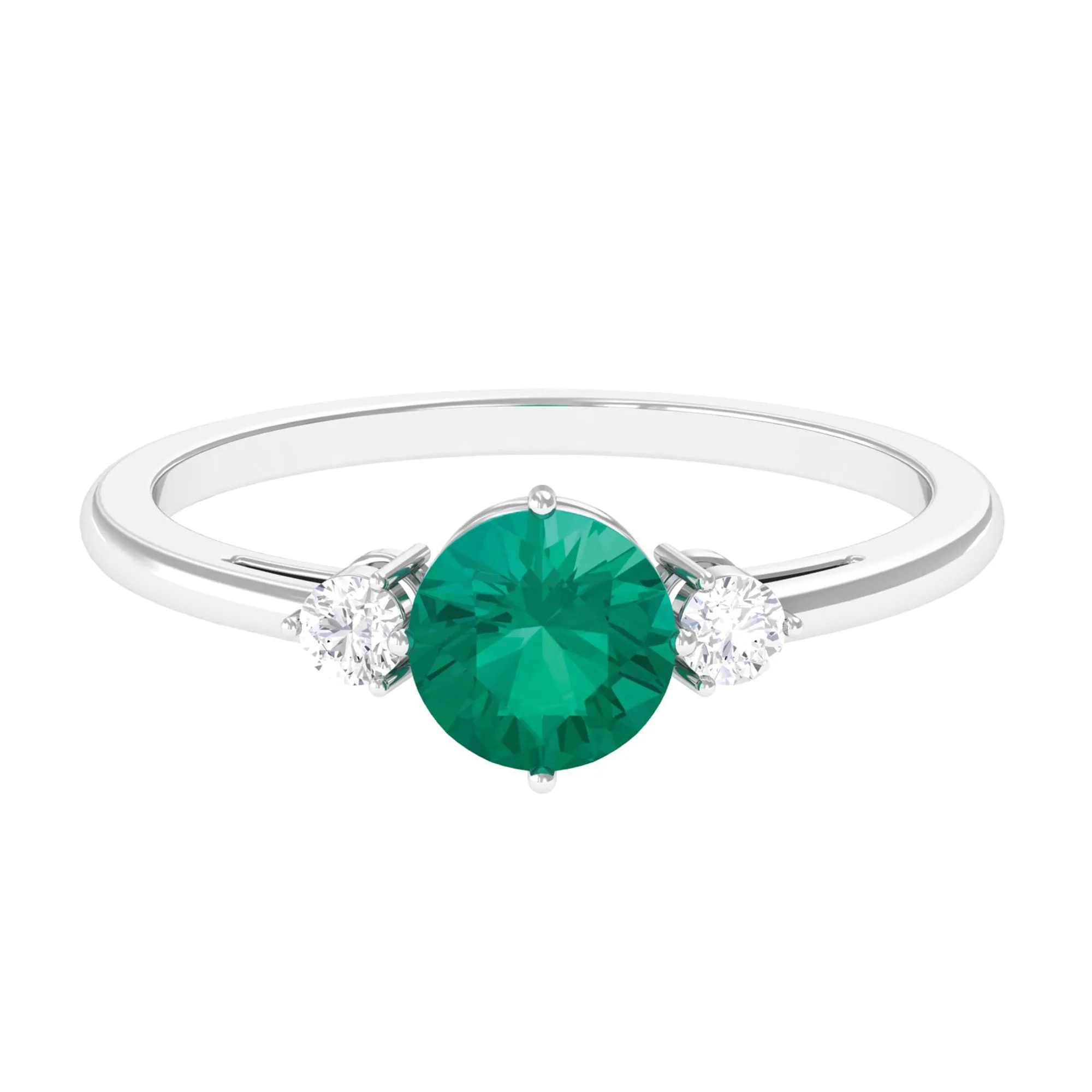 Emerald and Diamond Minimal Promise Ring