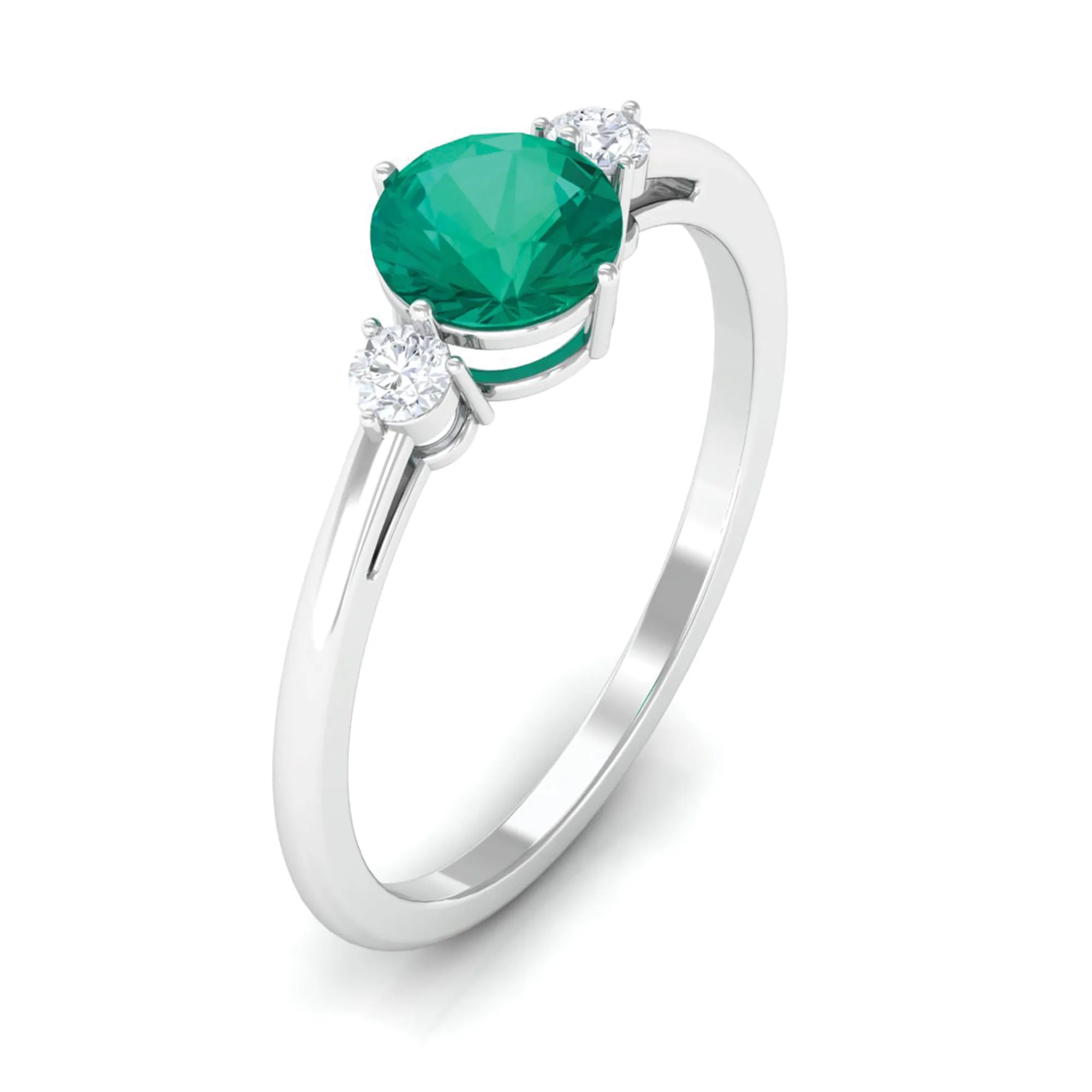 Emerald and Diamond Minimal Promise Ring