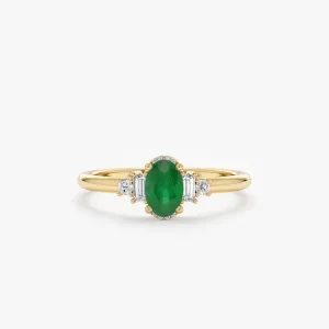 Emerald Diamond Engagement Ring, Athena