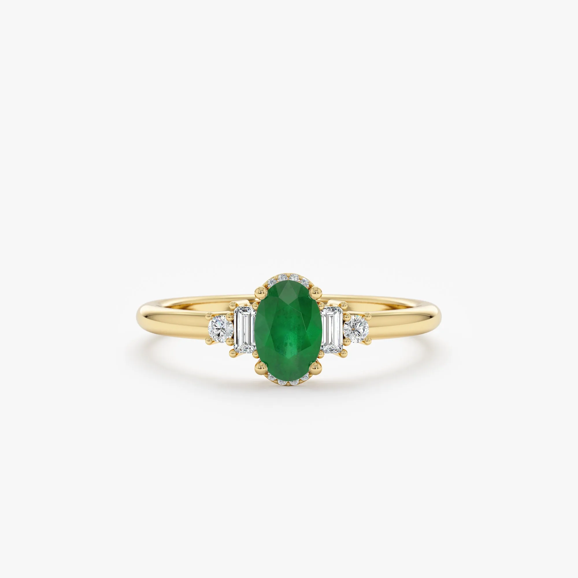 Emerald Diamond Engagement Ring, Athena