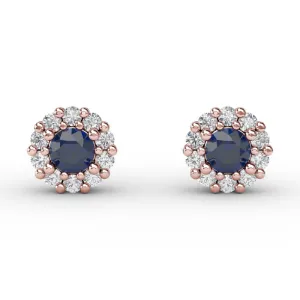 Fana Shared Prong Sapphire and Diamond Stud Earrings