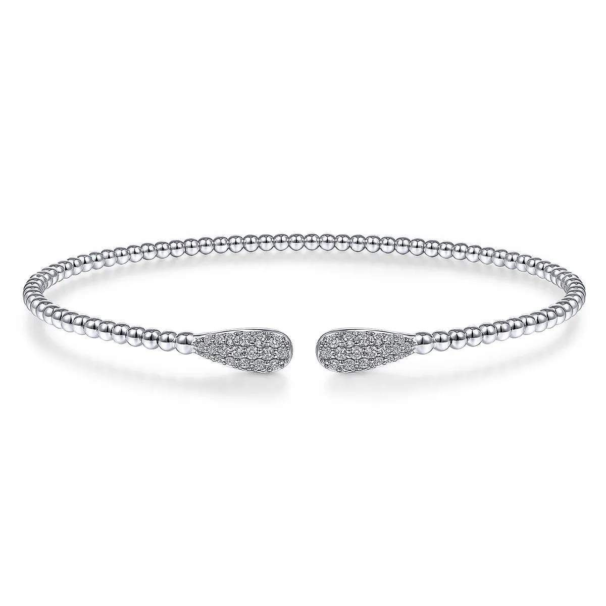 Gabriel 14K White Gold Bujukan Cuff Bracelet with Diamond Pave Teardrops