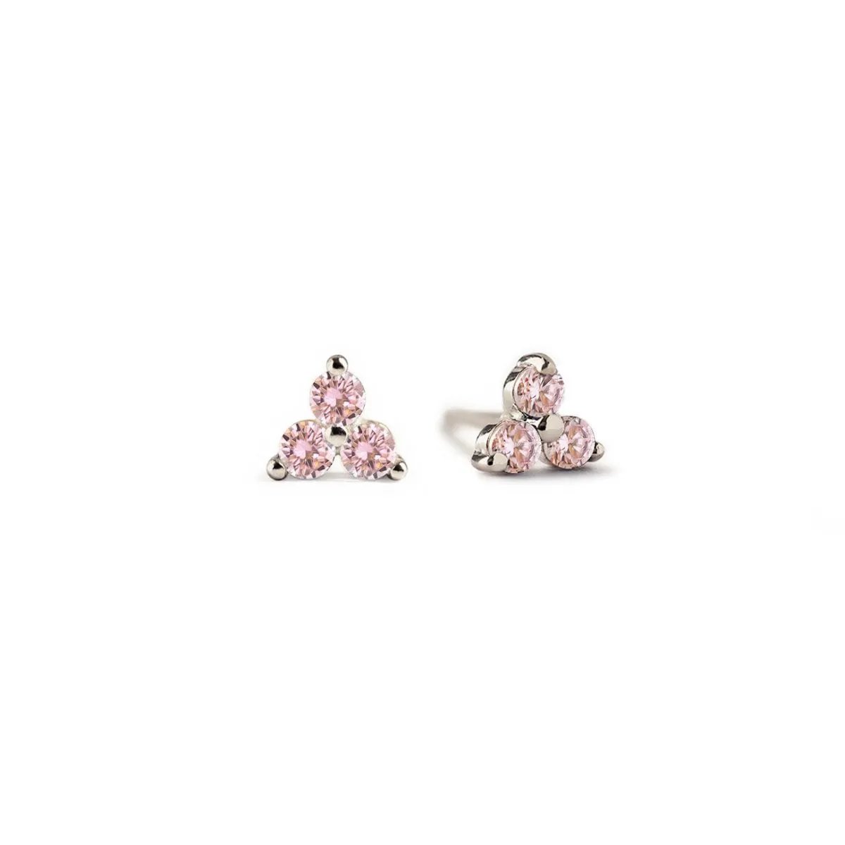 Gemstone Clover Studs Pink Sapphire