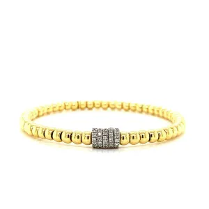 Gold Bead Diamond Rondels Stretch Bracelet