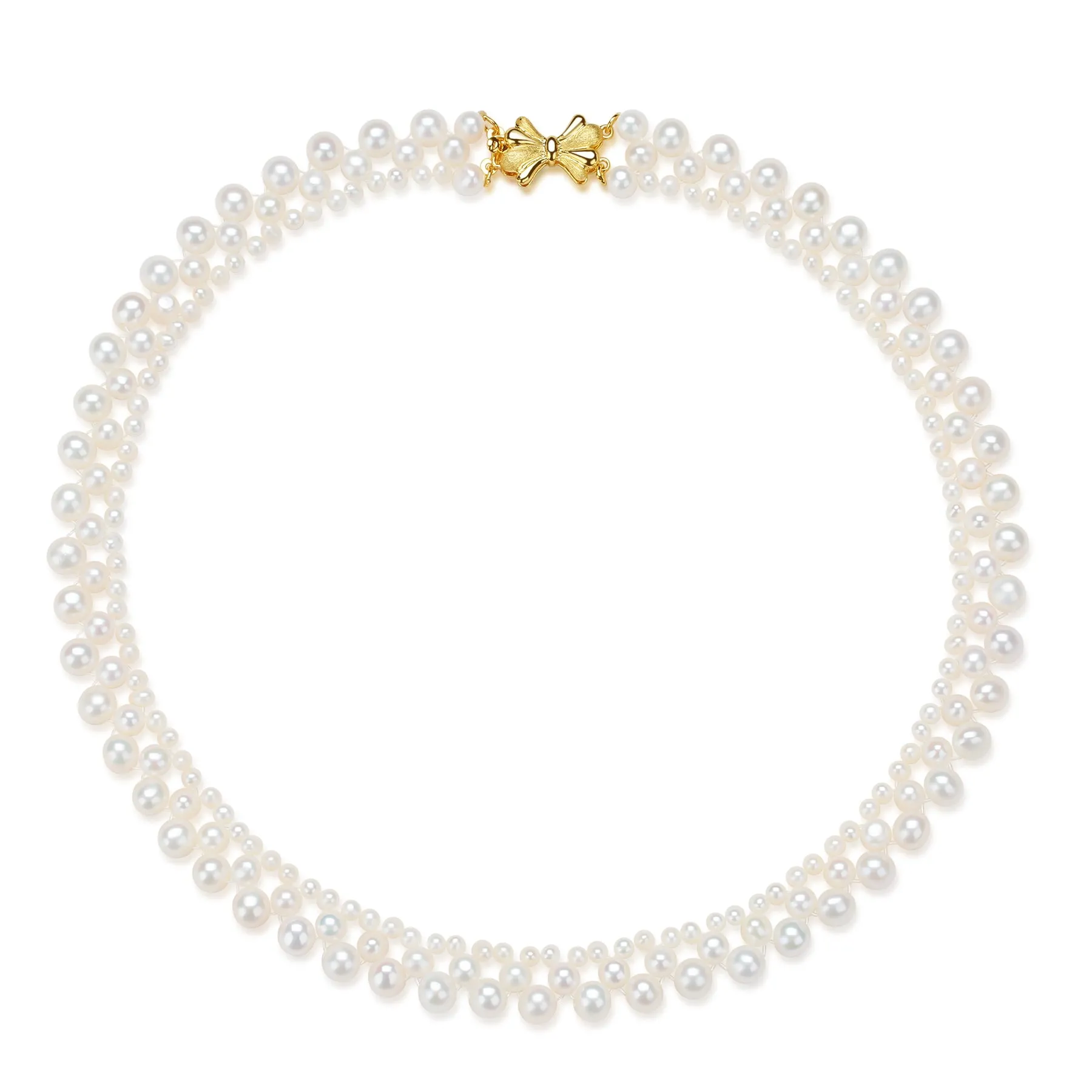 Gradual Pearl Braided Bow Necklace