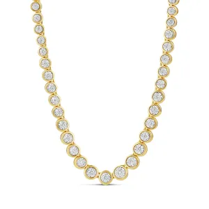 Graduated Bezel Diamond Tennis Necklace