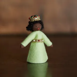 Handmade Wool Princess - Green Dress - Black