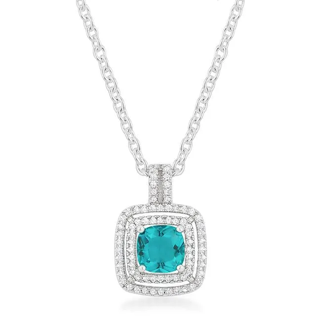 Idella Aqua Cushion Double Halo Pendant | 4.5ct