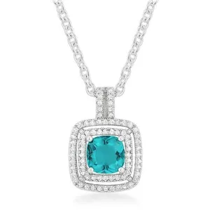 Idella Aqua Cushion Double Halo Pendant | 4.5ct