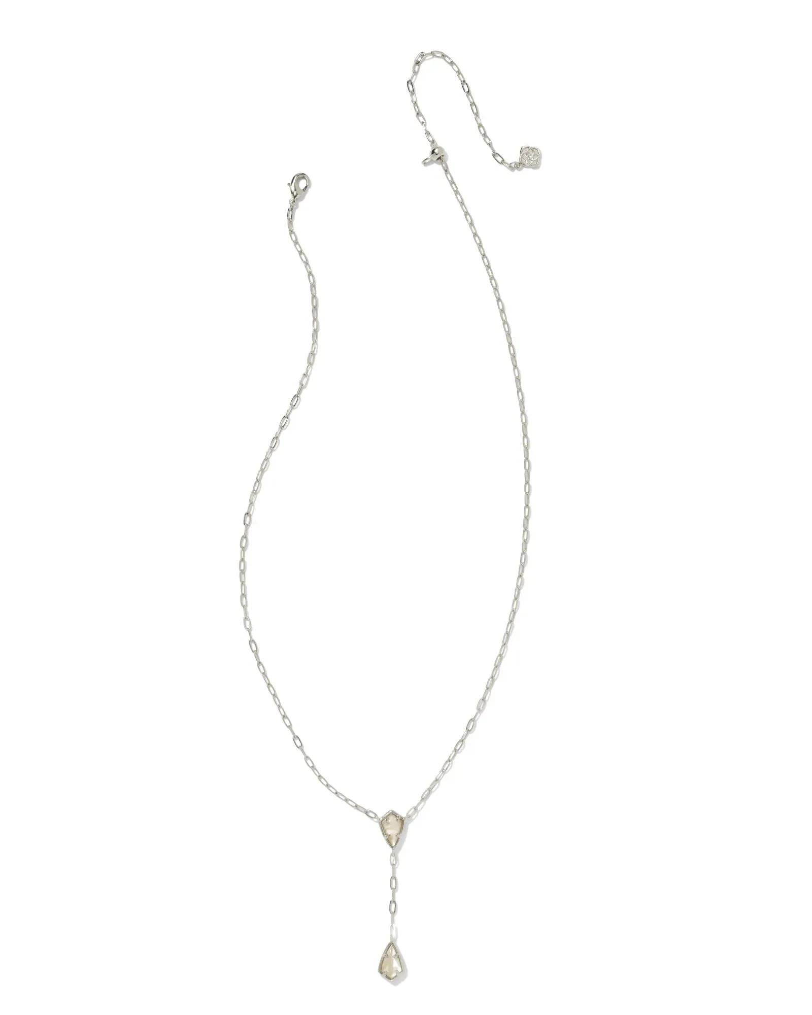 Kendra Scott Camry Silver Y Necklace in Ivory Mother-of-Pearl