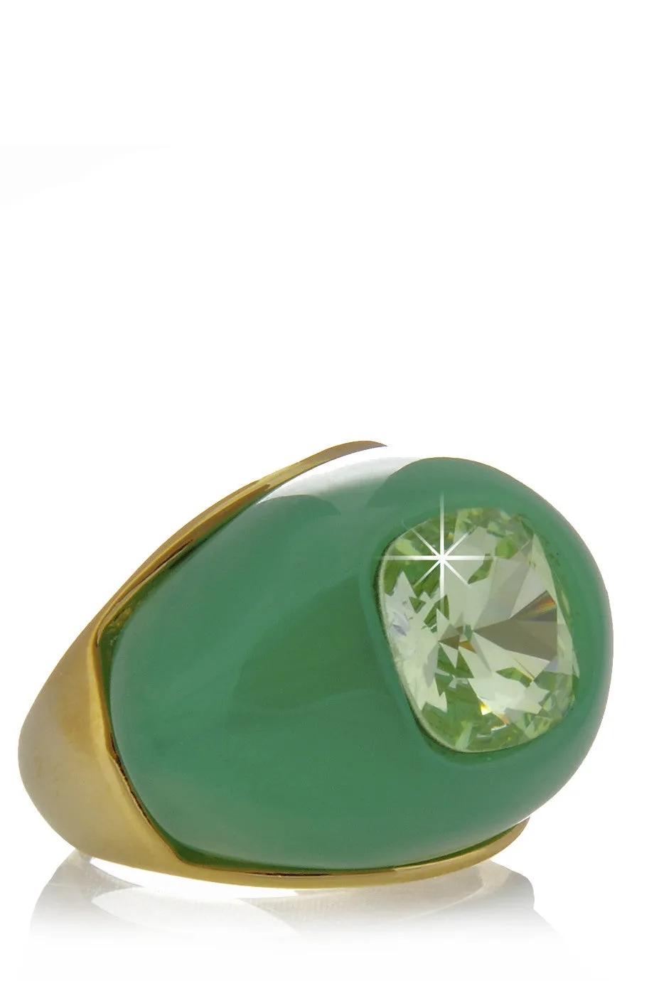 KENNETH JAY LANE DENIA Jade Crystal Dome Ring