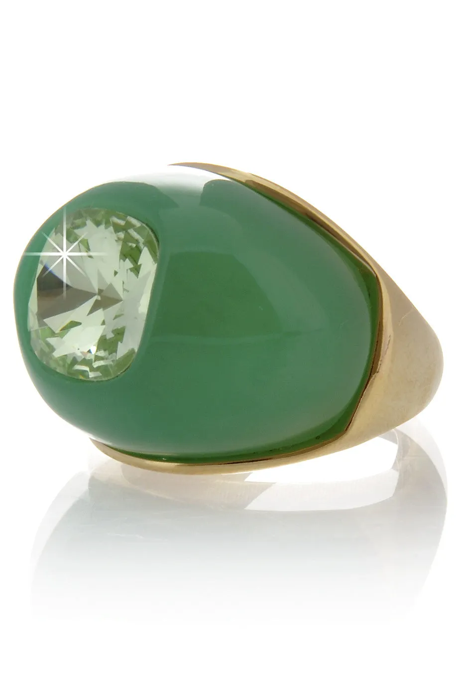 KENNETH JAY LANE DENIA Jade Crystal Dome Ring