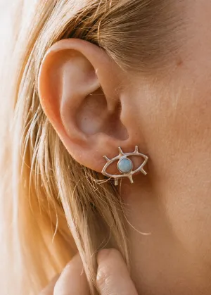 Larimar Eyes Stud Earrings