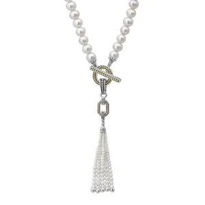 Luna Pearl Tassel Toggle Necklace