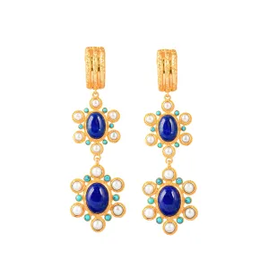 Mademoiselle Earrings Lapis, Turquoise & Pearls