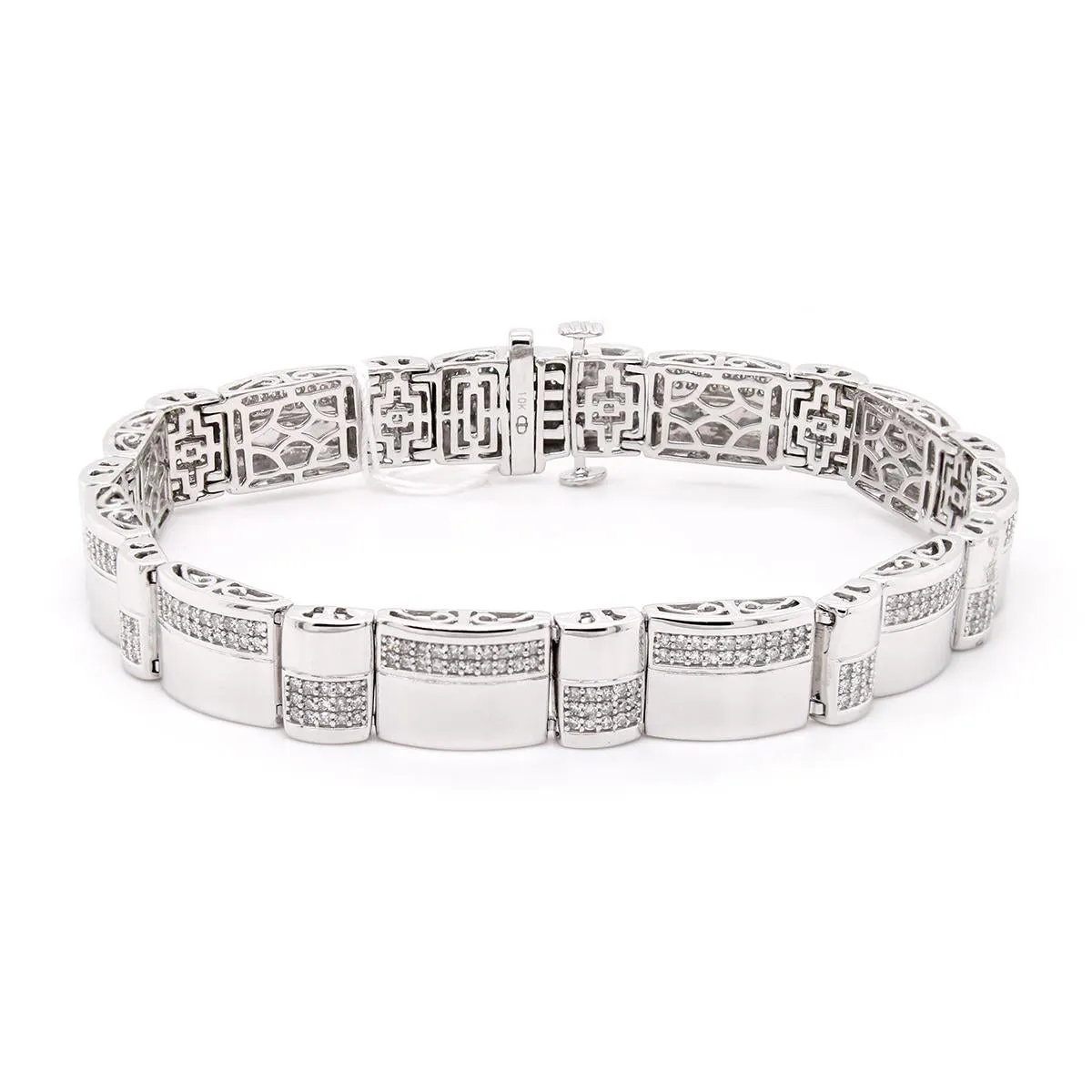 MEN'S WHITE GOLD BRACELET WITH 385 DIAMONDS, 1 5/8 CT TW