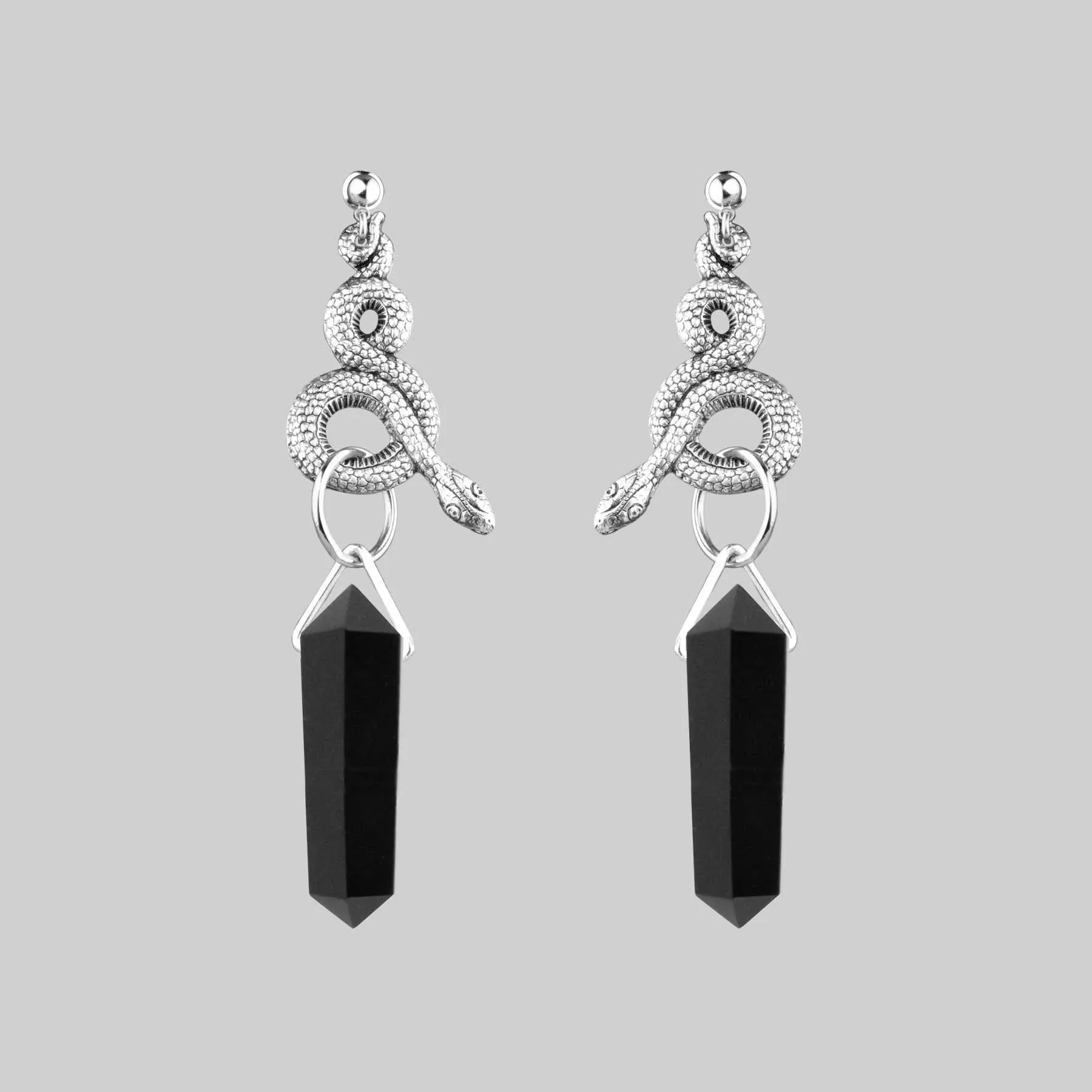 MERTLE. Snake Wrap Black Agate Earrings