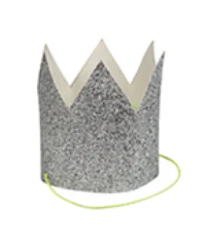 Mini Silver Glitter Crowns