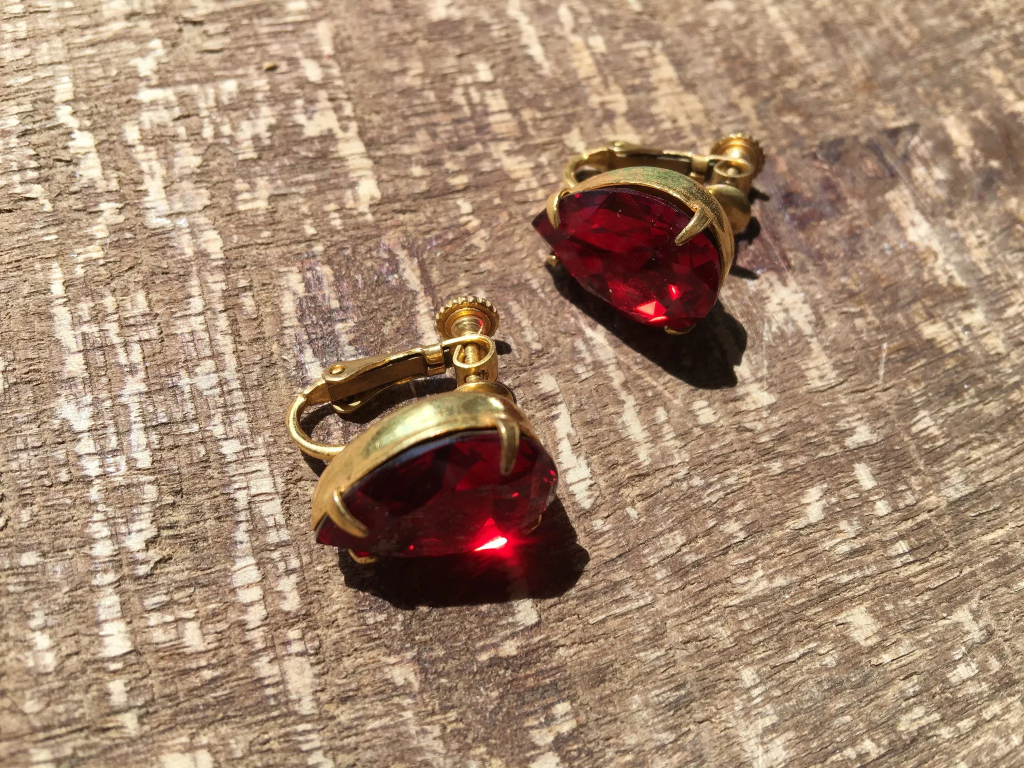 Miriam Haskell Vintage Red Rhinestone Earrings - Rare Luxury from the 20th Century