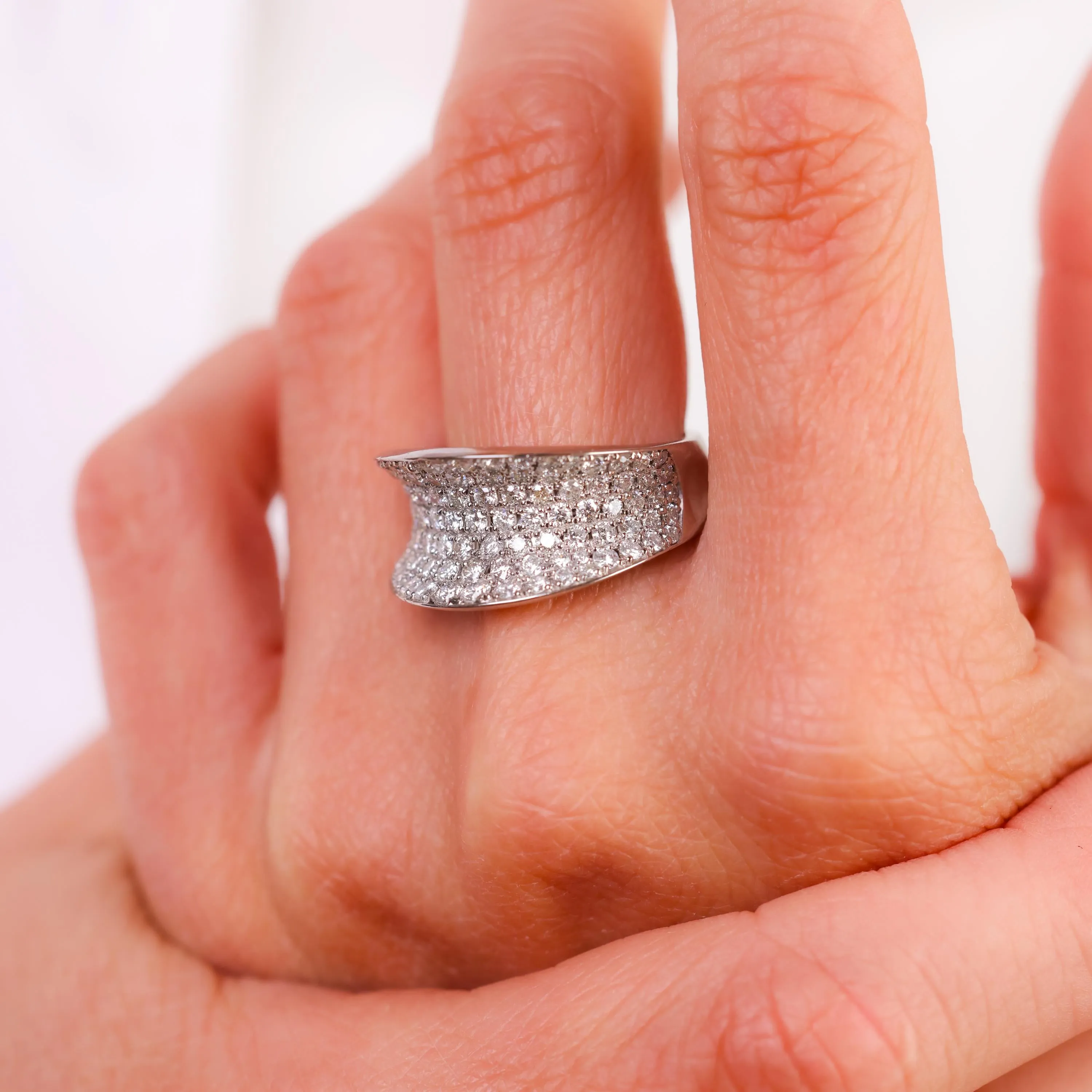 Modern 2.28 carat total weight diamond platinum cocktail ring