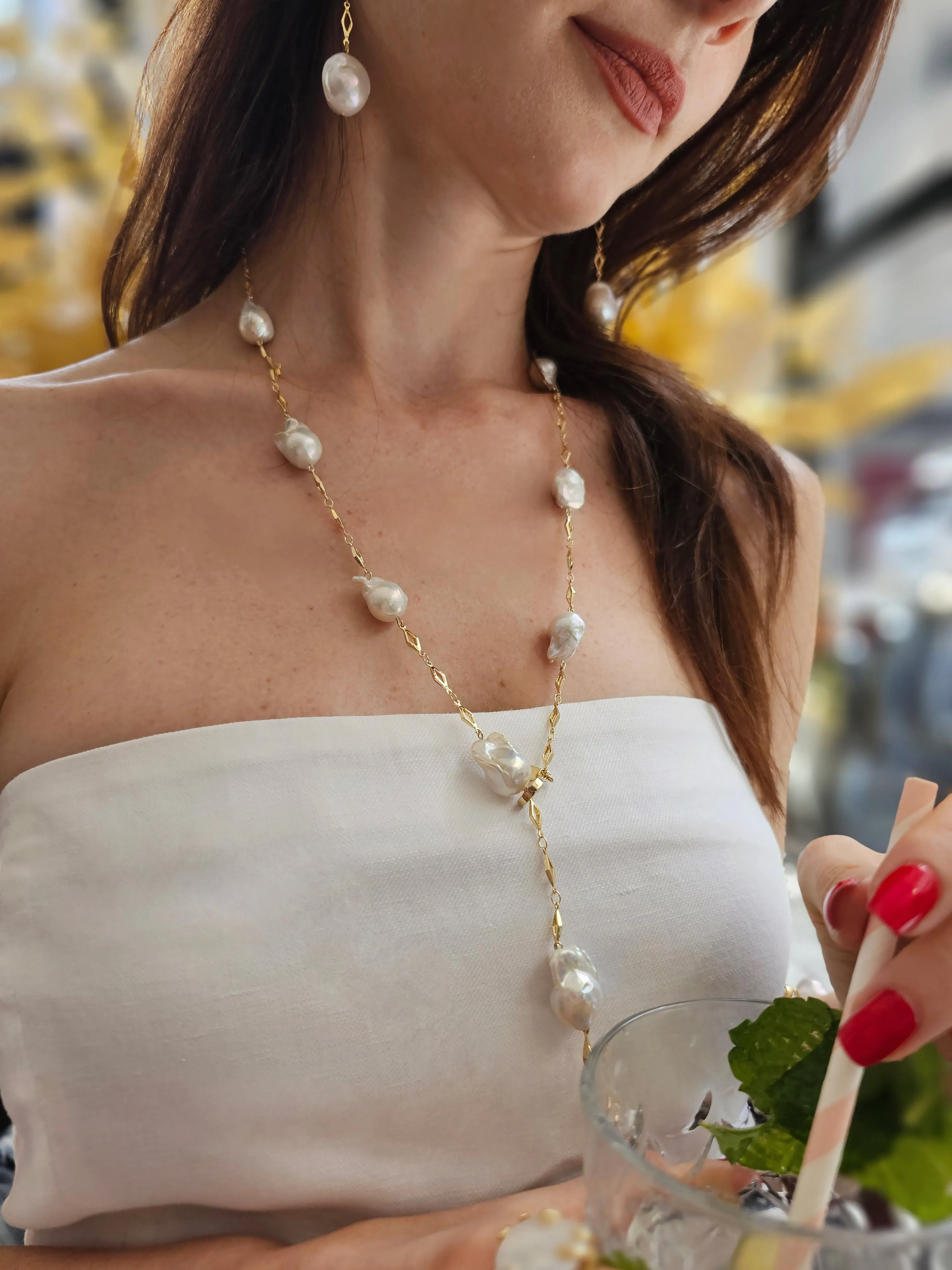 Natural Baroque Pearls Y shape Versatile Necklace NN011