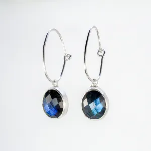 NEW! Rose Cut Labradorite on Sterling Silver Hoop Earrings by Ashley Procopio