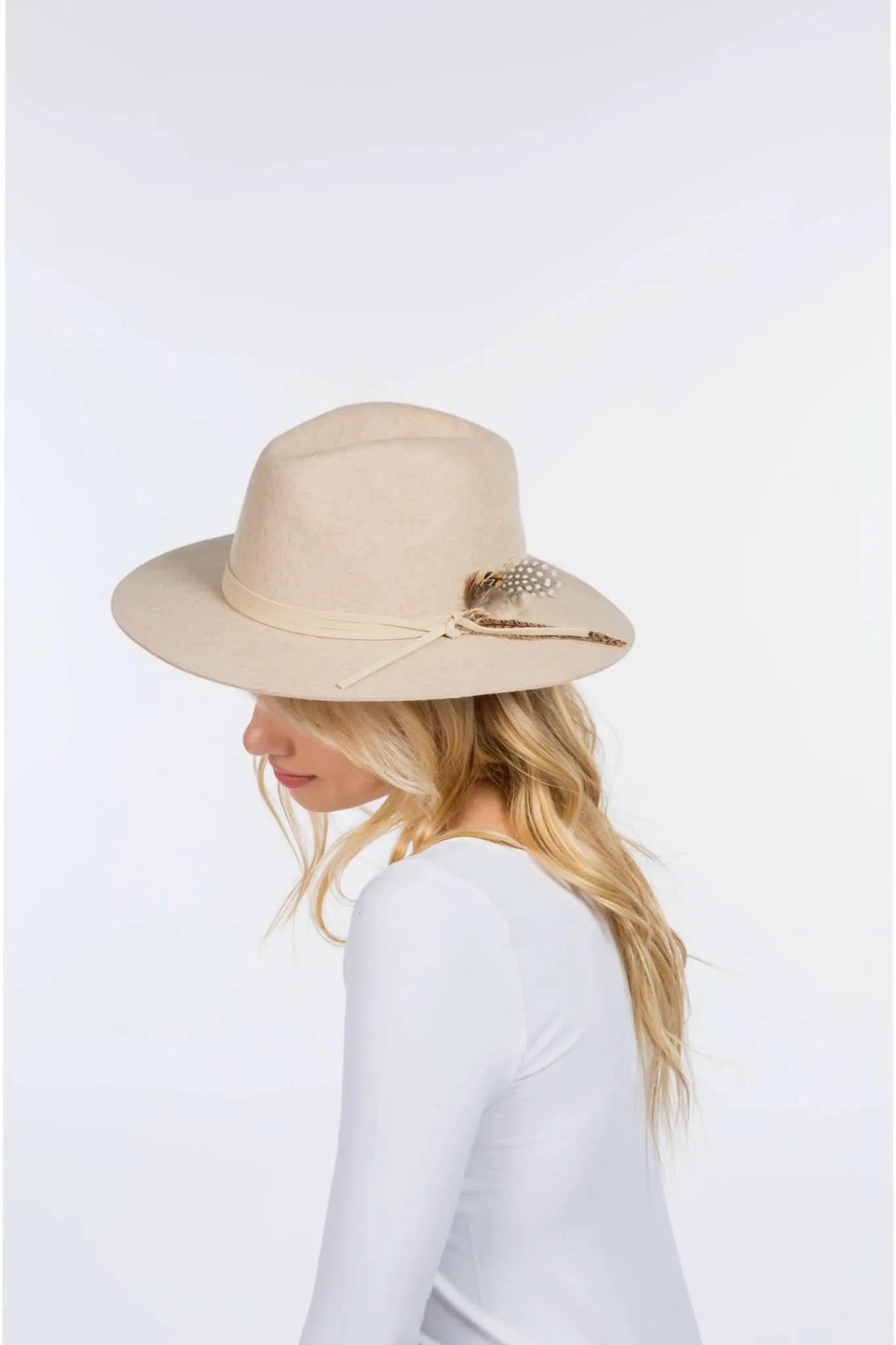 Oatmeal Wool Felt Fedora Hat