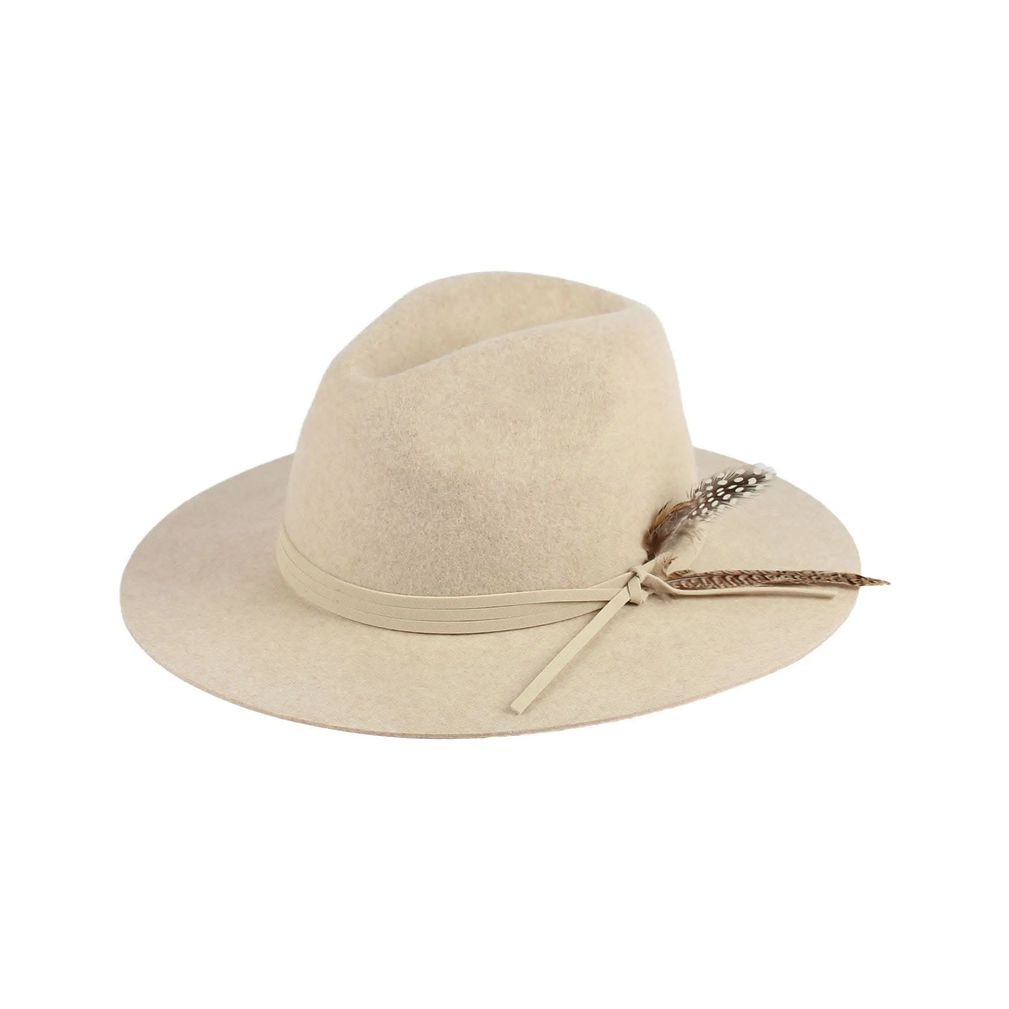 Oatmeal Wool Felt Fedora Hat