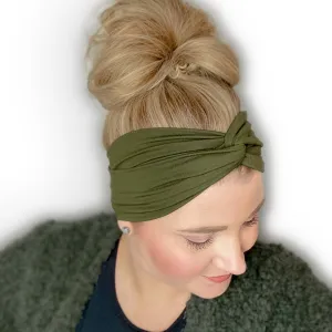 Olive Green Twist Turban Headband