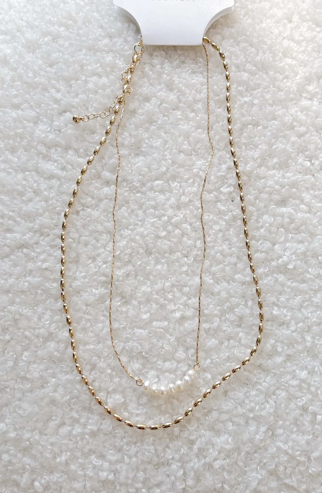 Oval Chain & Fresh Pearl Layer Necklace