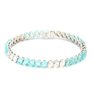 Paraiba and Diamond Tennis Bracelet