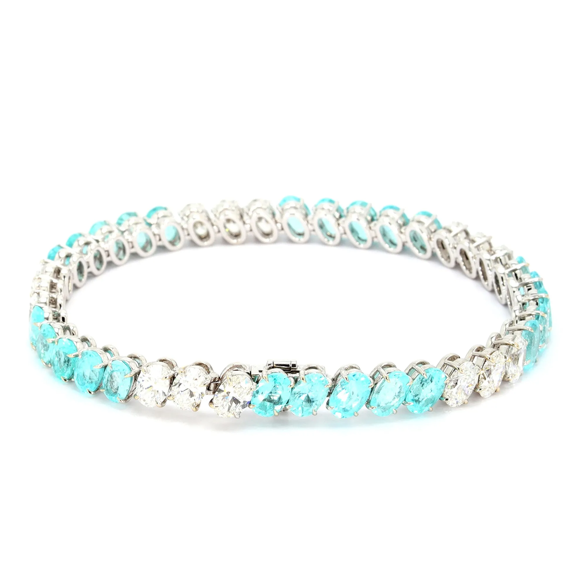 Paraiba and Diamond Tennis Bracelet