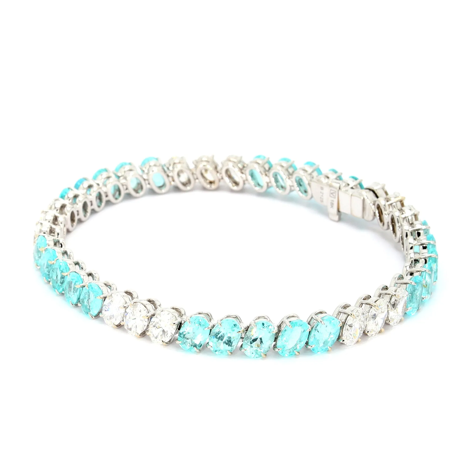 Paraiba and Diamond Tennis Bracelet