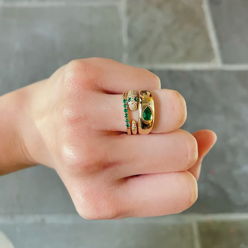 Pear Shape Emerald Dome Ring