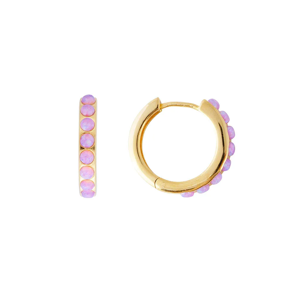 PINK OPAL CRYSTAL MIDI HOOPS