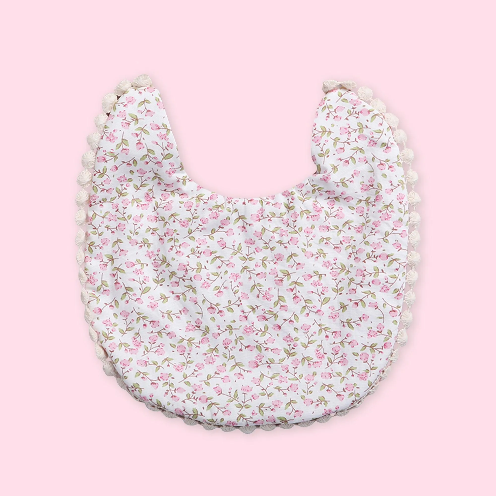 Polka Tots Floral Bow Headband with Bib Set - White