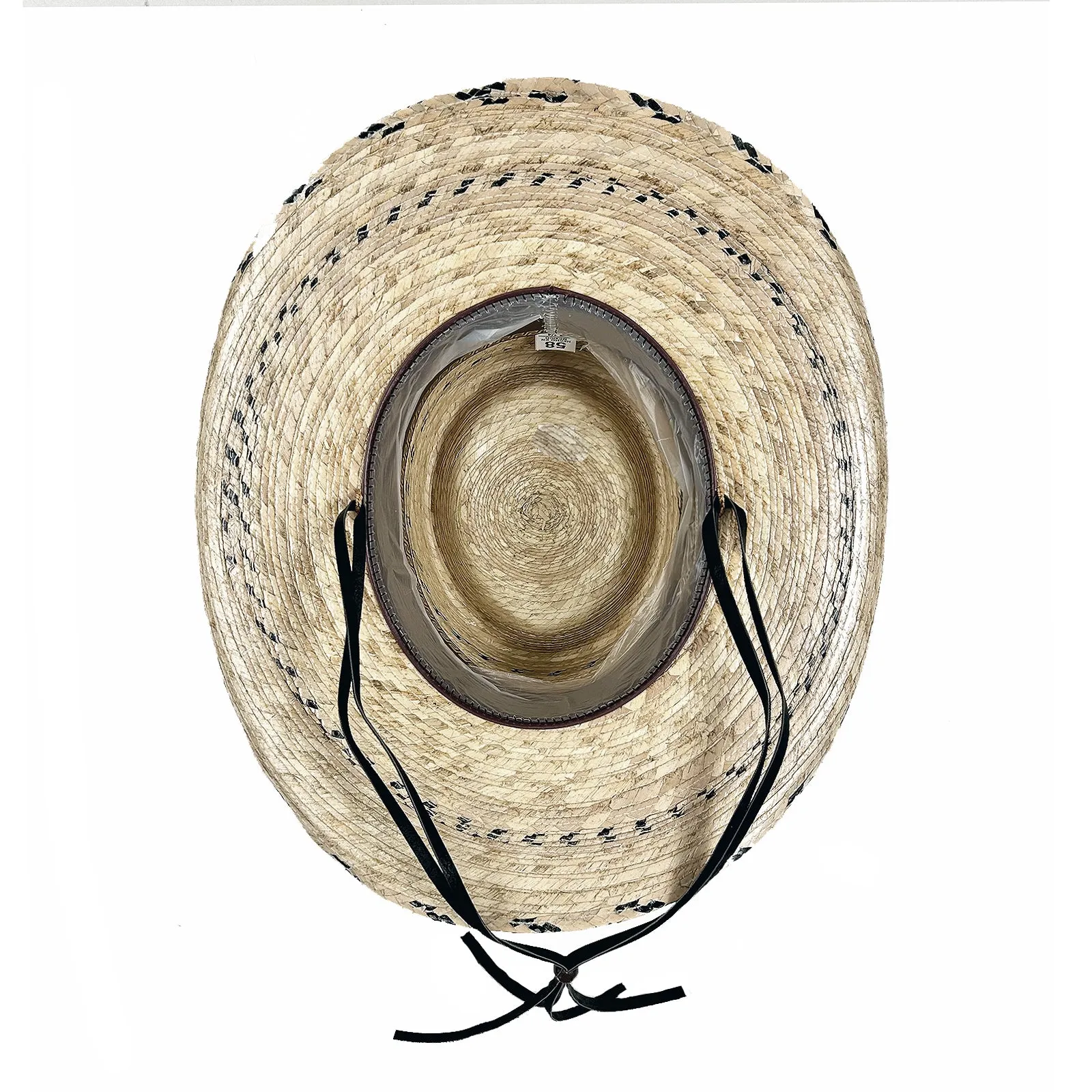 Premium Palm Straw Oval Crown Western Cowboy Hat with Chin Cord