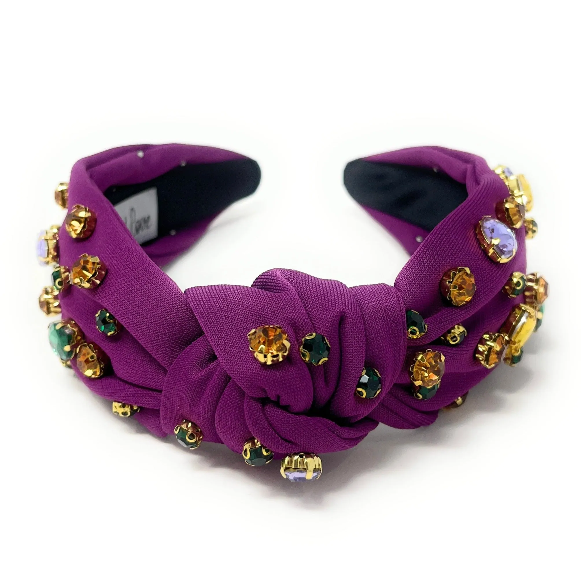 Purple Mardi Gras Jeweled Knot Headband