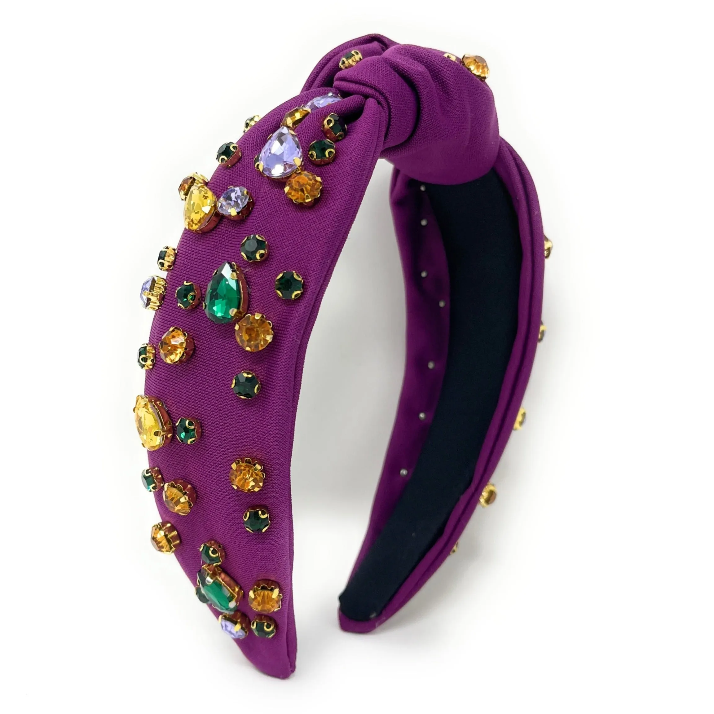 Purple Mardi Gras Jeweled Knot Headband