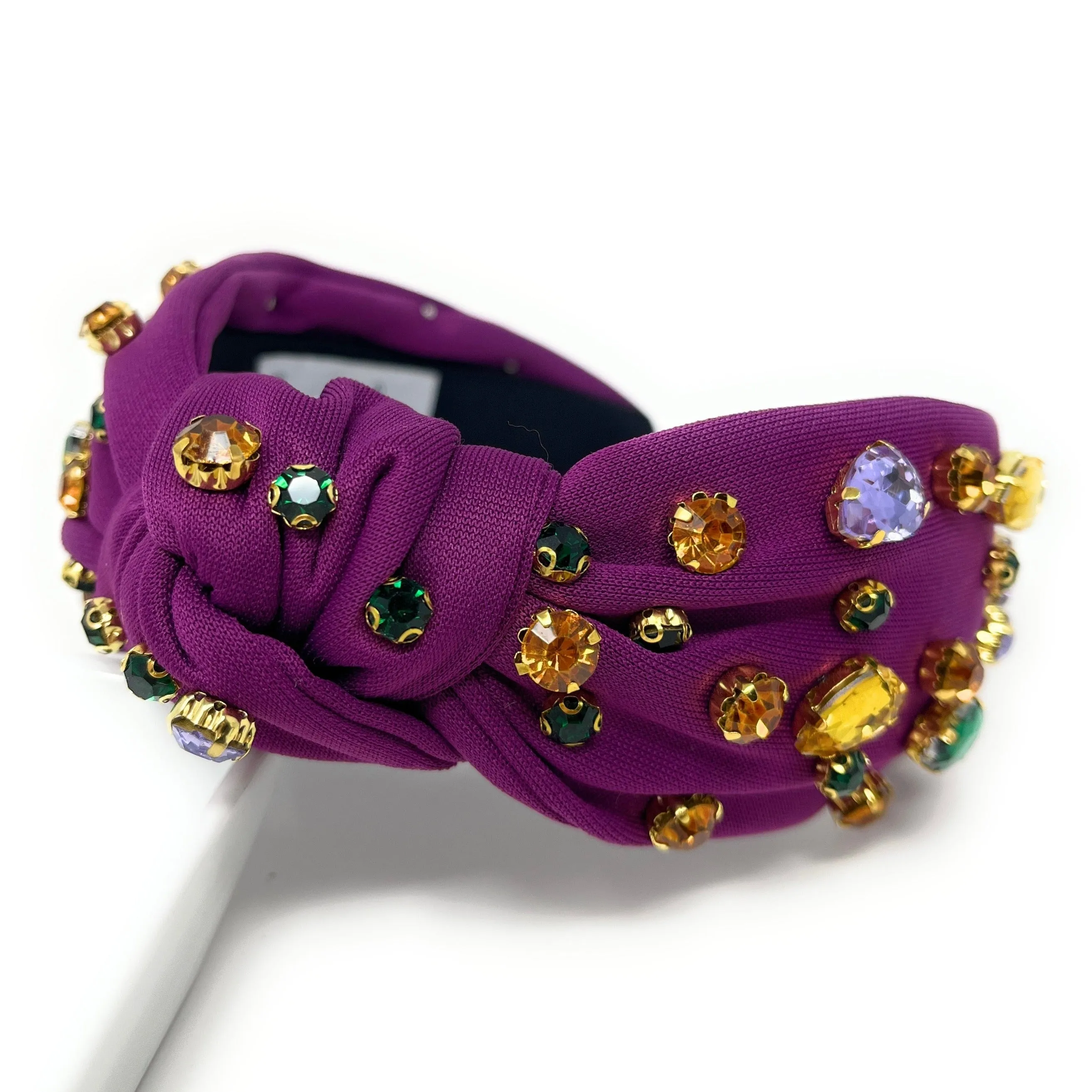 Purple Mardi Gras Jeweled Knot Headband