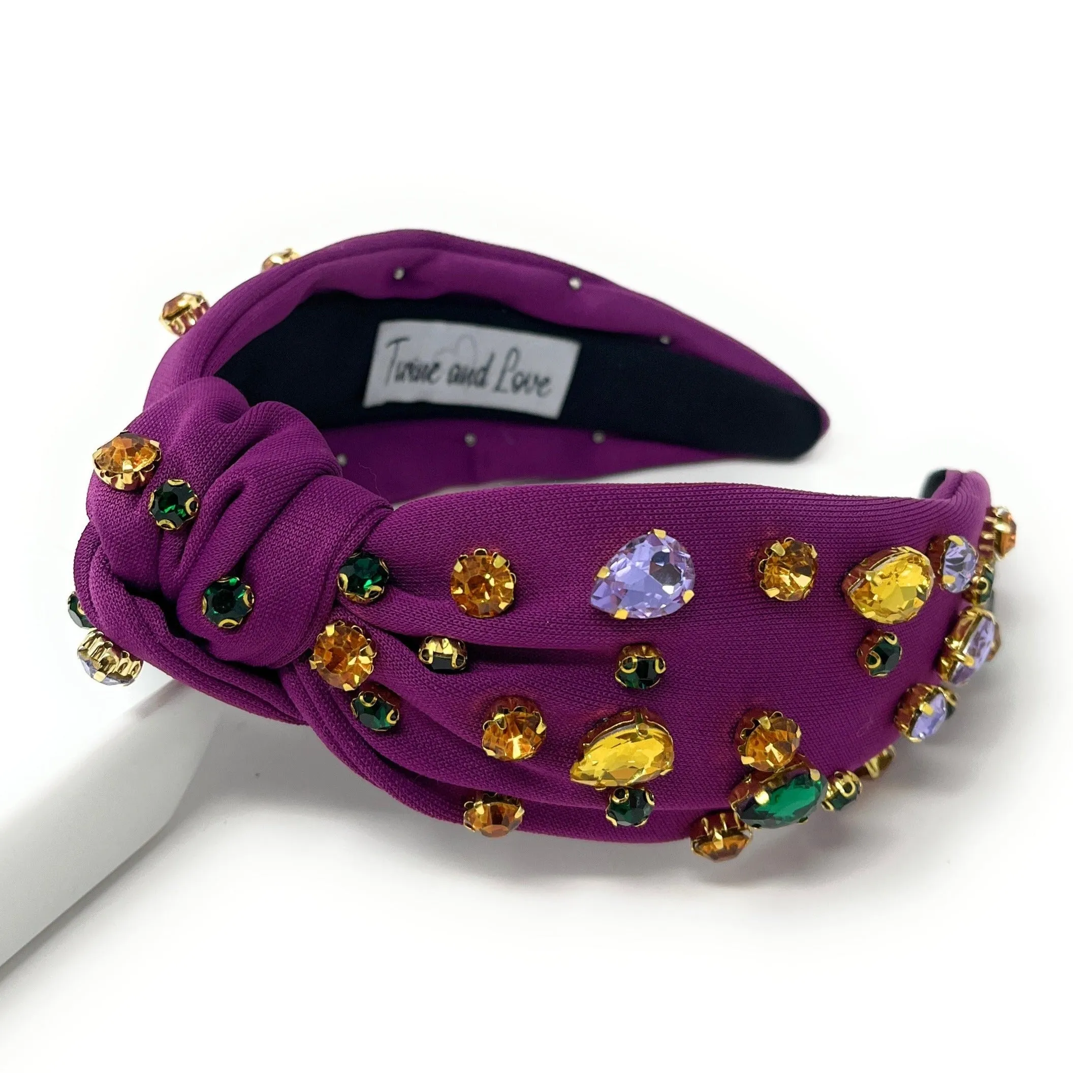 Purple Mardi Gras Jeweled Knot Headband