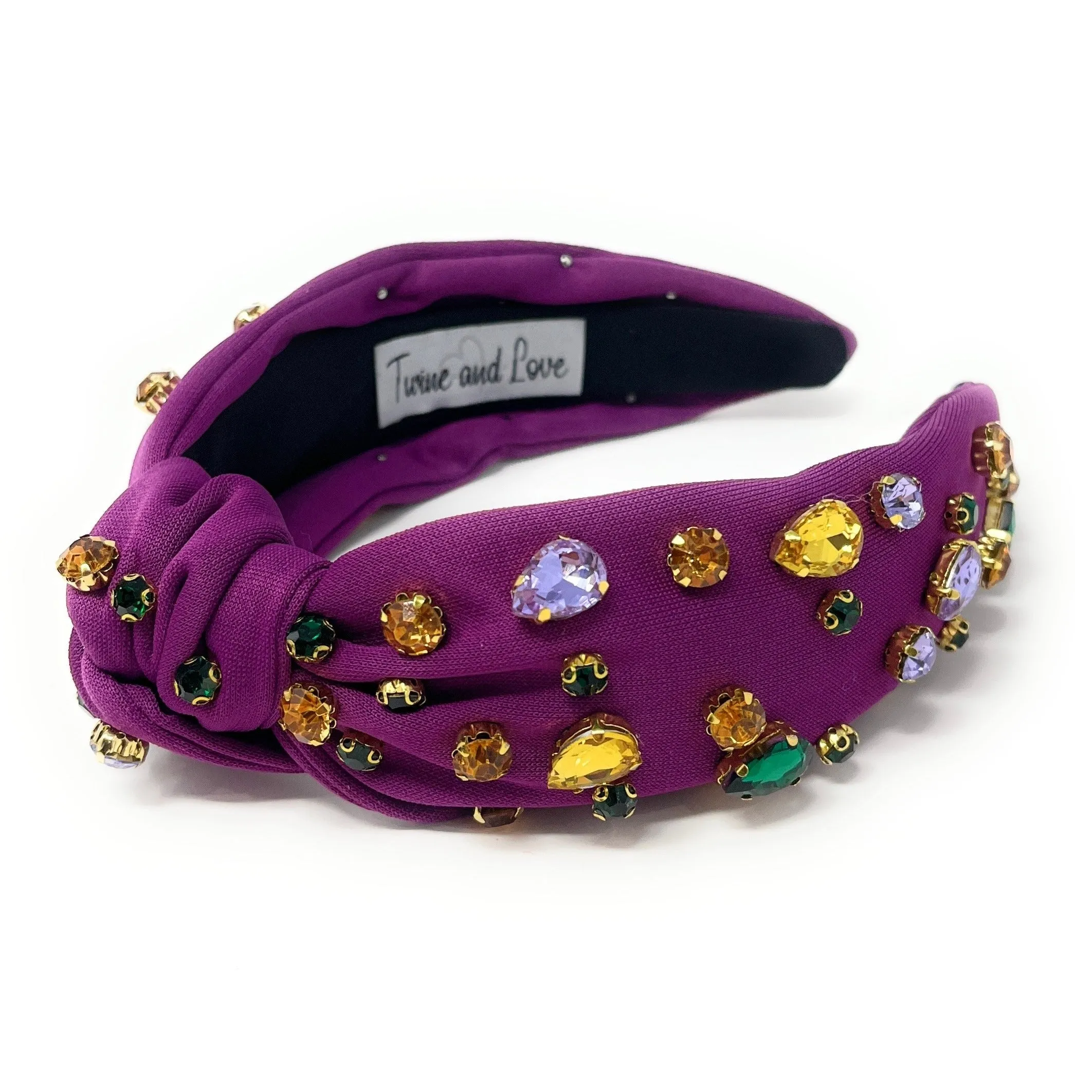 Purple Mardi Gras Jeweled Knot Headband