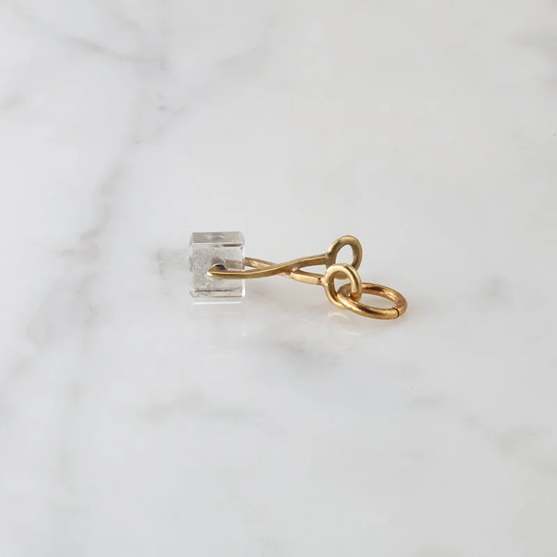 "Refresh Your Ice?" Gold Tongs & Crystal Ice Charm