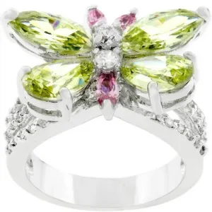 Rhodium Plated Butterfly Cocktail Ring