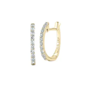 Roberto Coin 18k Yellow Gold 10MM Micropave Diamond Huggy Hoop Earrings Pre-owned