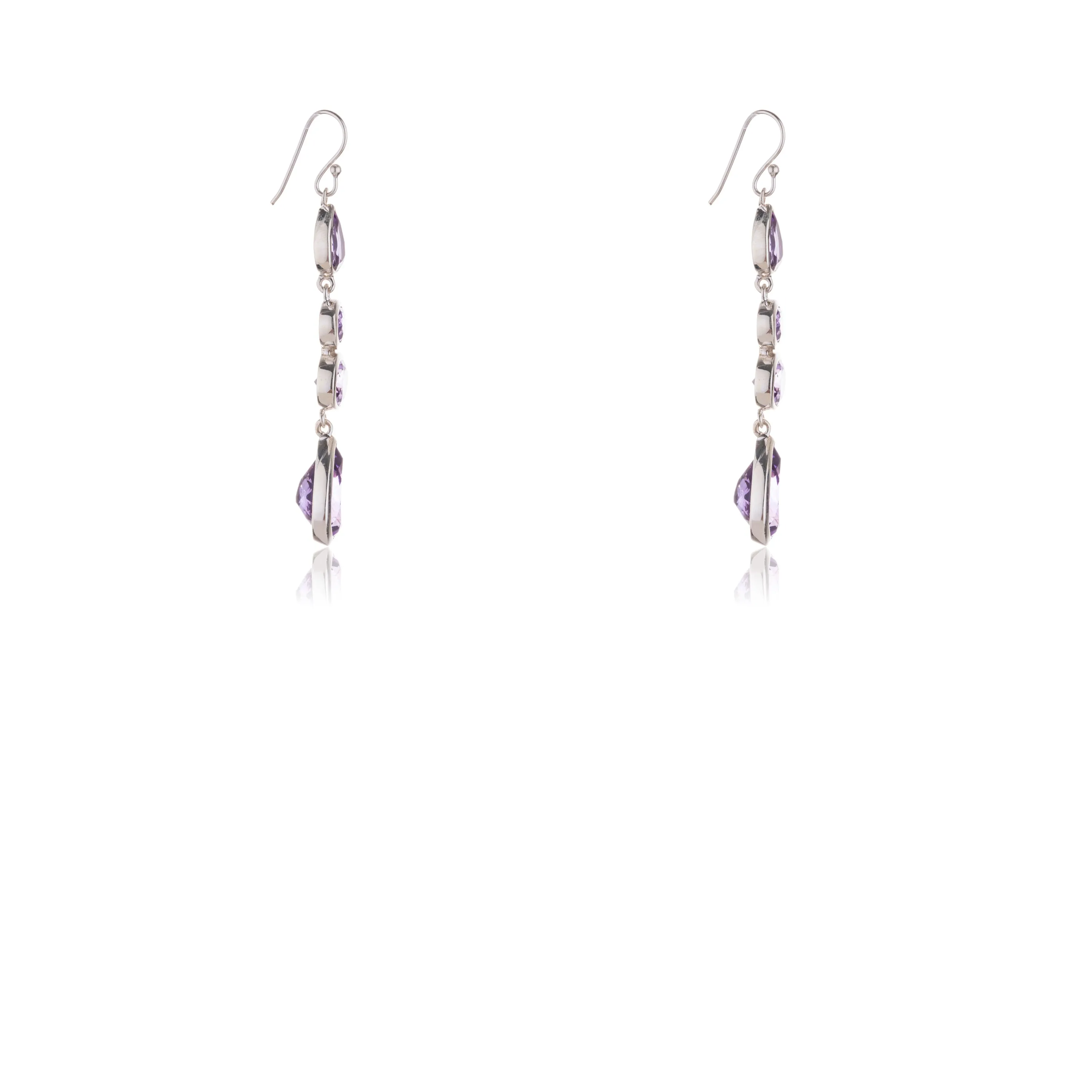 Rocid, Amethyst 4 Stone Drop, Sterling Silver